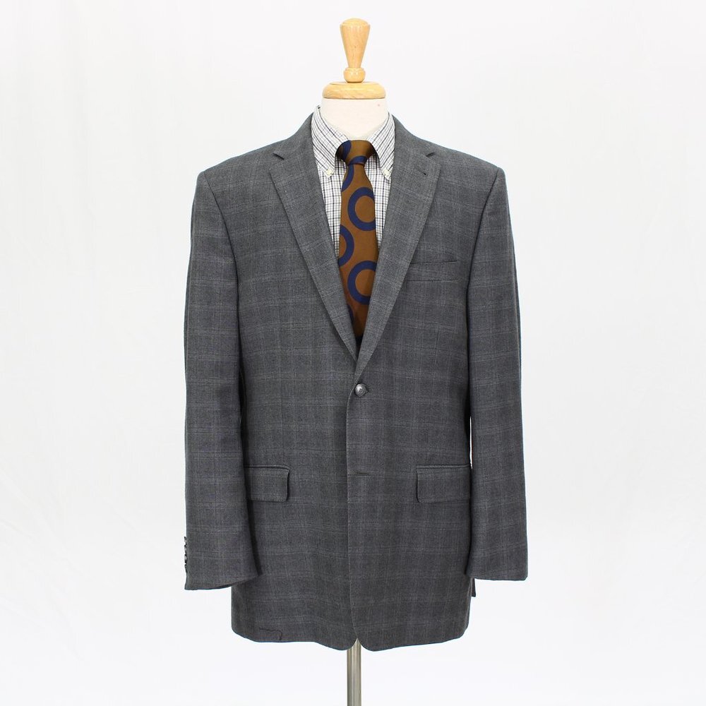 Jos. A. Bank 44L Gray Check 2-Button Sport Coat Blazer Jacket O323